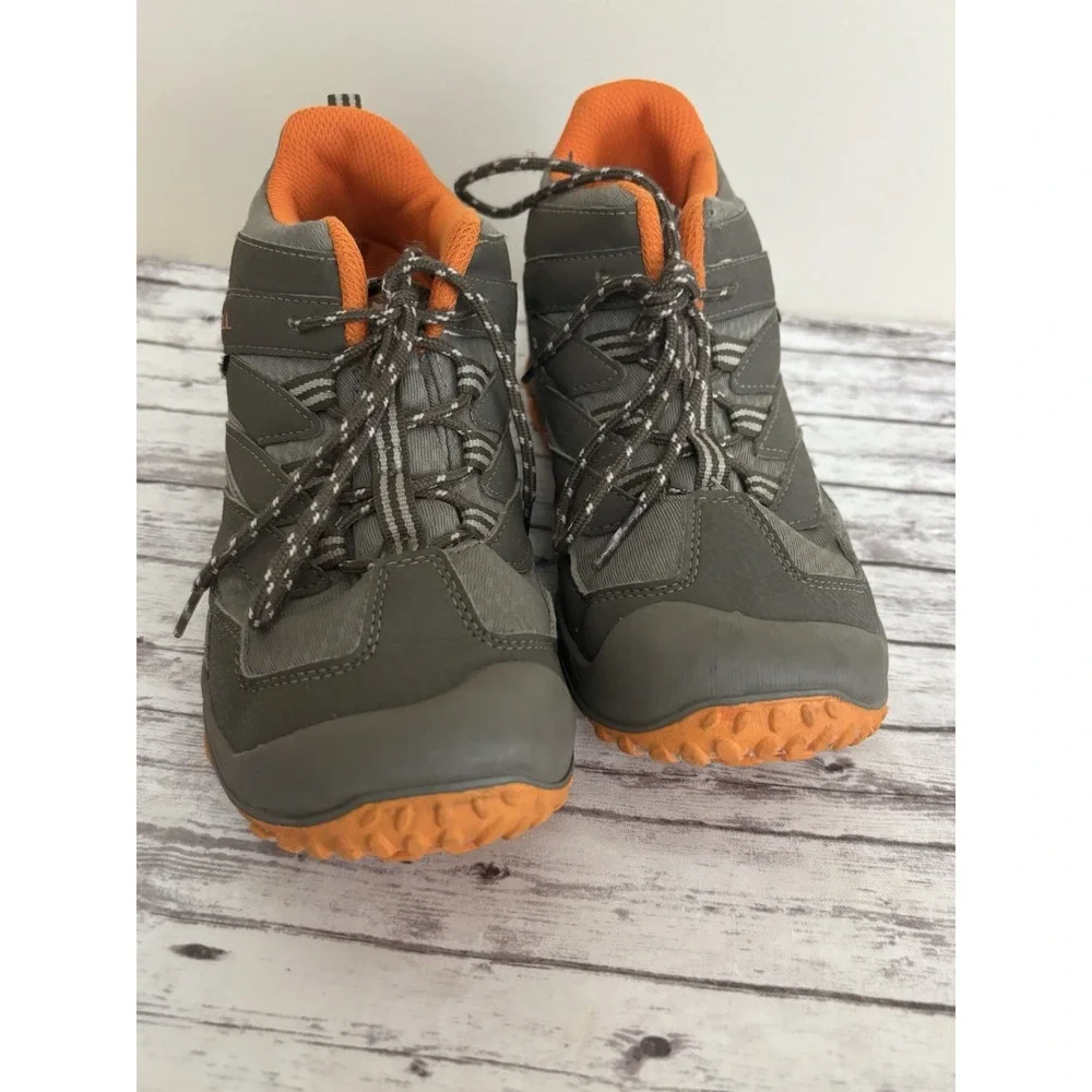 Merrell Chameleon Access Mid Kids Size 4.5 Gray Orange Waterproof Hiking Boots